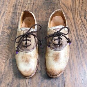 Bed Stu • Fury saddle oxfords tan taupe leather lace up shoes beige